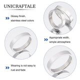 6Pcs 6 Style 304 Stainless Steel Flat Plain Band Finger Ring for Women, Stainless Steel Color, Inner Diameter: 15.5~18mm, 1pc/style