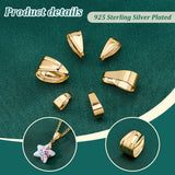 60Pcs 6 Style Brass Snap on Bails, Cadmium Free & Lead Free, Real 24K Gold Plated, 7~13x4~8.5x3~7mm, 10Pcs/style