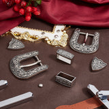 Belt Alloy Buckle Sets, include Roller Buckle, Rectangle Silder Charm, Triangle Zipper Stopper, Antique Silver & Platinum, Buckle: 58x52.5x7.5mm