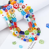 3 Strands 3 Style Handmade Millefiori Glass Bead Strands, Flower, Mixed Color, 3.7~6.4x2.6~3.2mm, Hole: 1mm, 1strand/style