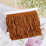 5 Yards Faux Suede Tassel Trimming, for Curtain, Costume Accessories, Sienna, 75x0.5mm