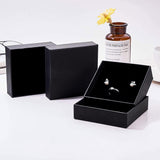 Kraft Paper Cardboard Jewelry Boxes, Ring/Earring Box, Square, Black, 10x10x3.5cm