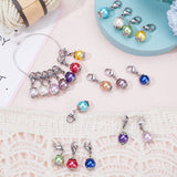 Baking Painted Pearlized Glass Pearl Round Pendant Locking Stitch Markers, with 304 Stainless Steel Lobster Claw Clasps & Brass Wine Glass Charm Rings Stitch Marker, Mixed Color, 2.7cm, 12 colors, 2pcs/color, 24pcs/set