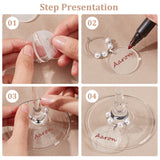 20pcs Acrylic Wine Glass Charms, Goblet Marker, with Brass Wine Glass Charm Rings, Flat Round, White, 65mm