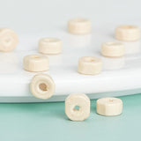 3000Pcs Column Natural Wood Beads, Lead Free, Antique White, 6x3mm, Hole: 2mm