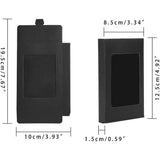 Foldable Kraft Paper Jewelry Boxes, with Clear PVC Window Paper Boxes, Rectangle, Black, 12.5x8.5x1.5cm