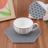 2Pcs 2 Style Honeycomb Pattern Silicone Hot Pads, for Hot Dishes, Heat Resistant Heat Insulation Pad, Kitchen Tool, with 1Pc Iron Beading Tweezers, Gray, 180~235x155~235x5~6mm, Hole: 11mm