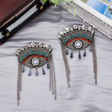 2Pcs Detachable Ethnic Style Evil Eye Appliques, Handmade Tassel Ornament Accessories, with Felt & Rhinestone, Colorful, 143mm