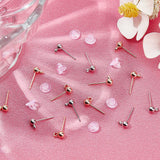 40Pcs 2 Style Brass Ball Stud Earring Post, with Loops, Nickel Free, with 50Pcs Eco-Friendly Plastic Ear Nuts, Platinum & Golden, 6x4mm, Hole: 1mm, Pin: 0.8mm, 20Pcs/style