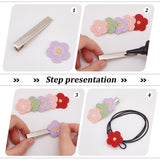 100Pcs 5 Colors Two Tone Polyester Knitted Ornament Accessories, for DIY Sewing Crafts, Flower, Mixed Color, 25~26x26~27x2mm, 20pcs/color