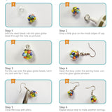 DIY Earring Making, with Round Mechanized Blown Glass Globe Beads, Glass Seed Beads, Plastic Pendant Bails and 304 Stainless Steel Stud Earring Components, Platinum, 13.5x7x3cm