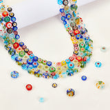 3 Strands 3 Styles Handmade Millefiori Glass Bead Strands, Flat Round, Mixed Color, 6~10x3~4mm, Hole: 0.5~1mm, 1 strand/style