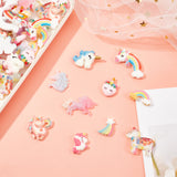 Opaque Resin Cabochons, Unicorn & Unicorn with Rainbow & Stars Rainbow & Rainbow, Mixed Color, 80pcs/set