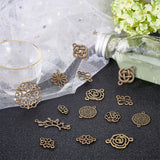 60Pcs 10 Style Alloy Links Connectors, Flower & Flat Round & Leaf & Chinese Bowknot, Antique Bronze, 6pcs/style