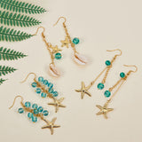 DIY Earring Making, with Glass Beads, Shell Beads, Gemstone Beads, Tibetan Silver Charms, 304 Stainless Steel Pendants and Brass Earring Hooks, Golden, 11x7x3cm