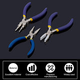 Jewelry Plier Sets, with Carbon Steel Round Nose Pliers & Flat Nose Pliers and Iron Chain Nose Pliers, Purple, 13~14.5x7~8x1~1.3cm, 3pcs/set
