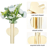 Wall Mounted Flower Tube, Iron Wall Vase Decoration Holder, for Flower Display Decoration, Heart, Light Gold, 108x68x21mm, Hole: 17mm, 2pcs/set