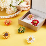 6Pcs 6 Color 3D Daisy Enamel Pins, Golden Alloy Brooches for Backpack Clothes, Mixed Color, 33x6.5mm, Pin: 0.6mm, 1Pc/color
