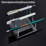 3-Tier Transparent Acrylic Pen Holder Display Stand, Makeup Brush Rack, Desk Pencil Wand Holder, Clear, 91x99x89mm