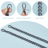 2Pcs Aluminum Curb Chain Bag Shoulder Straps, with Alloy Swivel Clasps, for Bag Replacement Accessories, Gunmetal, 30.5cm