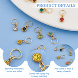 40Pcs 10 Color Vacuum Plating Real 18K Gold Plated 201 Stainless Steel Rhinestone Charms, Birthstone Charms, Flat Round, Mixed Color, 8.5x6x3mm, Hole: 6.4mm, 4Pcs/color