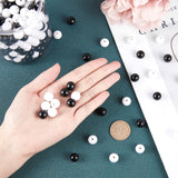Opaque Acrylic Beads, Round, White & Black, 12mm, Hole: 2mm, 400pcs/box