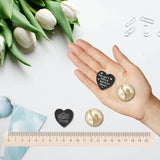 1Pc Heart Shape 201 Stainless Steel Commemorative Decision Maker Coin, Pocket Hug Coin, with 1Pc PU Leather Storage Pouch, Ghost Pattern, Heart: 26x26x2mm, Clip: 105x47x1.3mm