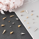 32Pcs 4 Size 2 Colors 304 Stainless Steel Pendants, Spike/Cone, Golden & Stainless Steel Color, 4pcs/color