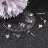 5 Pairs 925 Sterling Silver Stud Earring Settings, Prong Earring Setting, with 10Pcs Ear Nuts, Silver, Tray: 3.3mm, 4x4mm, Pin: 0.7mm