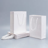 20Pcs Rectangle Cardboard Paper Bags, Gift Bags, Shopping Bags, with Nylon Cord Handles, White, 15x6x20cm