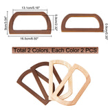 4Pcs 2 Colors Wooden Handles Replacement, for Handmade Bag Handbags Purse Handles, Mixed Color, 9x16.5x0.9cm, 2pcs/color