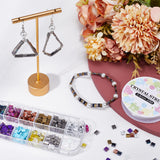 DIY Tile Bracelet Making Kit, Including 2-Hole Rectangle Glass Seed Beads, Big Eye Beading Needles, Elastic Thread, Mixed Color, Beads: 5x4.5~x2~2.5mm, Hole: 0.5~0.8mm, 480Pcs/set