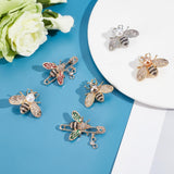 6Pcs 6 Style Bee Shape Enamel Pin Brooches with Rhinestone, Alloy Badge with Plastic Pearl for Backpack Clothes, Mixed Color, 30~43x38.5~50x11~17.5mm, Pin: 0.7~0.8mm, 1Pc/style