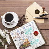 Brass Wax Seal Stamp with Handle, for DIY Scrapbooking, Coffee Pattern, 3.5x1.18 inch(8.9x3cm)