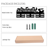 Fashion Wood Medal Hanger Holder, 2 Line Display Wall Rack, with Screws & Anchor Plug, Swimming, Sports, 150x400x7mm, Hole: 5mm