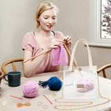 DIY Woven Bag Making Kits, including Plastic Mesh Canvas Sheets, Bag Strap, Random Color Needles, Thread, Clasps, Linen, 1.5~24.5x0.2~40x0.1~1.45cm
