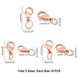 304 Stainless Steel Lobster Claw Clasps, Rose Gold, 30pcs/box