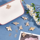 8 Sets 4 Style Bee Theme Zinc Alloy Bag Decorative Clasps, with Plastic Imitation Pearl & Gaskets, Light Gold, 2.65~3.45x3.4~4.4x1.65~1.9cm, 2 sets/style
