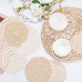 Cup Mat Cotton Coaster, Crochet Cotton Lace Coasters, for Drinks Home Decoration, Bisque, 10pcs/set