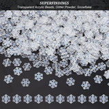 Transparent Acrylic Beads, Glitter Powder, Snowflake, Clear, 12.5x11.5x2.5mm, Hole: 1.5mm, 400pcs/box