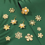 200Pcs 10 Style Iron Bead Caps, Flower, Golden, 18.5~33x16.5~34x1~3mm, Hole: 1~2.5mm, 20pcs/style