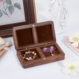 2-Slot Black Walnut Jewelry Magnetic Storage Boxes, Jewellery Organizer Travel Case, with Velvet Inside, for Necklace, Ring Earring Holder, Rectangle, Camel, 10x5.6x2.5cm, Inner Diameter: 3.9x3.9x0.6cm