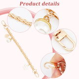 2Pcs Alloy Bag Handles, with Iron Clasps and Enamel Rhinestone Pendant, Bag Straps Replacement Accessories, Light Gold, 23.7x1.2x0.5cm