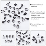 35Pcs 7 Style 304 Stainless Steel Snap on Bails, Electrophoresis Black, 9.5~15.5x6~8.5x3~7mm, 5pcs/style