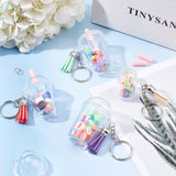 Cup Big Pendant Keychain DIY Making Kit, Including Cup Transparent Plastic Big Pendants, Faux Suede Tassel Pendant Decorations, Acrylic Pearl Beads, Iron Split Key Rings & Jump Rings, Mixed Color, Cups: 16Pcs/set