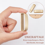 2Pcs Brass Loop Keepers, Men's Belt Buckle, Rectangle, Raw(Unplated), 43x11x15mm, Inner Diameter: 39.5x10.5mm