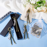 Polyester Cord First Communion Christening Keychain with Alloy Olive Branch for Baptism Favors Gift, with Iron Split Key Rings, Golden, 35cm, 10pcs/set