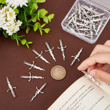 30Pcs Tibetan Style Alloy Connector Charms, Sword Shaped Links, Antique Silver, 40x16x3mm, Hole: 1mm and 1.5mm
