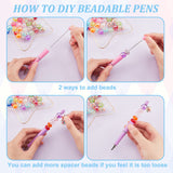 DIY Personalized Beadable Pen Sets, Including ABS Plastic Ball-Point Pen, Plastic Beads, Glass Ball Pendants, Crackle Resin European Beads, Mixed Color, Pen: 148x12mm, 6 colors, 3pcs/color, 18pcs