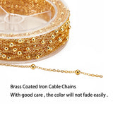 Brass Coated Iron Cable Chains Set, Include Jump Rings, Iron Snap on Bails, Satellite Chains, Lobster Claw Clasps Soldered, with Spool, Golden, 2.2x1.7x0.7mm, about 39.37 Feet(12m)/roll
